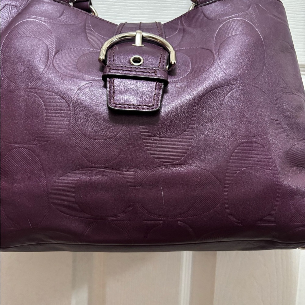 Coach G1276-F19448 SoHo Signature Embossed Leather Buckle Carryall in Plum VGUC - Picture 11 of 16